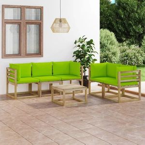 vidaXL Set mobilier de grădină cu perne verde aprins, 6 piese imagine