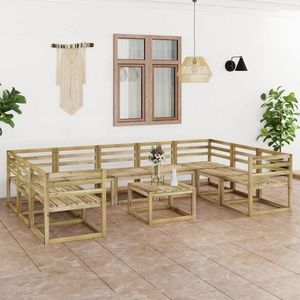 vidaXL Set mobilier de grădină, 10 piese, lemn de pin verde tratat imagine