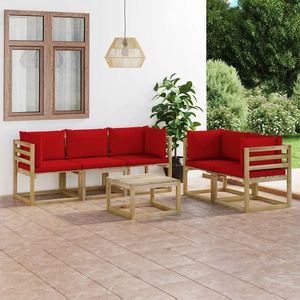 vidaXL Set mobilier de grădină cu perne roșii, 6 piese imagine