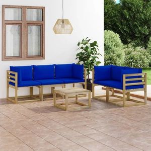 vidaXL Set mobilier de grădină cu perne albastre, 6 piese imagine