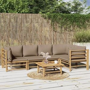 vidaXL Set mobilier de grădină cu perne gri taupe, 6 piese, bambus imagine
