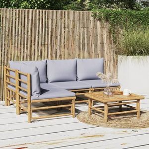 vidaXL Set mobilier de grădină cu perne gri deschis, 5 piese, bambus imagine