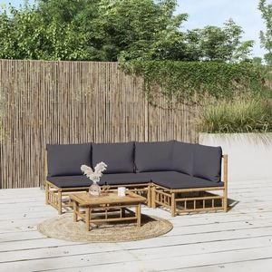 vidaXL Set mobilier de grădină cu perne gri închis, 5 piese, bambus imagine