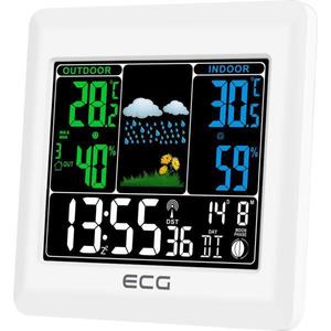 Statie meteo interior-exterior ECG MS 300 White, senzor extern fara fir, LCD color, ceas, alarma imagine