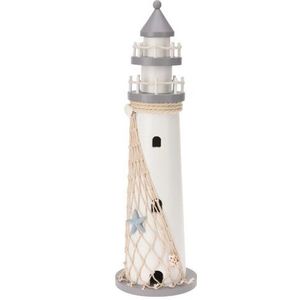 Decoratiune Lighthouse, 11x37 cm, lemn, alb/gri imagine