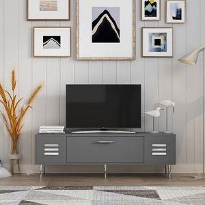 Comoda TV, Olivia, Paradise, 140 x 45 x 29.6 cm, pal melaminat, antracit/argintiu imagine