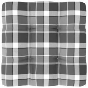 vidaXL Pernă de paleți, gri carouri, 60x60x12 cm, material textil imagine