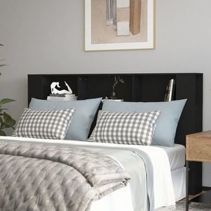 vidaXL Tăblie de pat cu dulap, negru, 180x18, 5x104, 5 cm imagine