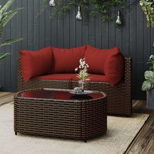 vidaXL Set mobilier de grădină cu perne, 3 piese, maro, poliratan imagine