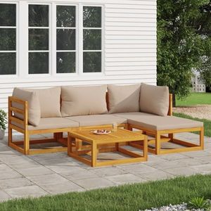 vidaXL Set mobilier de grădină cu perne gri taupe, 5 piese, lemn masiv imagine