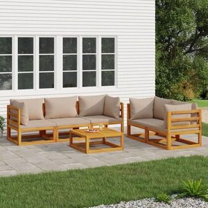 vidaXL Set mobilier de grădină cu perne gri taupe, 6 piese, lemn masiv imagine