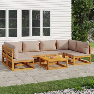 vidaXL Set mobilier de grădină cu perne gri taupe, 7 piese, lemn masiv imagine
