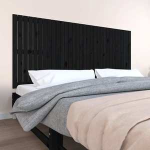 vidaXL Tăblie de pat pentru perete, negru, 204x3x90 cm, lemn masiv pin imagine