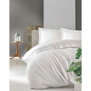Lenjerie de pat pentru o persoana, 2 piese, 135x200 cm, 100% bumbac satinat, Cotton Box, Elegant, alb imagine
