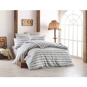 Lenjerie de pat pentru o persoana, 2 piese, 135x200 cm, amestec bumbac, EnLora Home, Hook, gri imagine