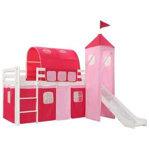 vidaXL Cadru pat etajat copii cu tobogan & scară 208x230 cm lemn pin imagine