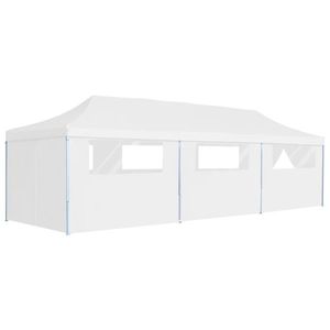 vidaXL Cort petrecere pliabil cu 8 pereți laterali, alb, 3 x 9 m imagine