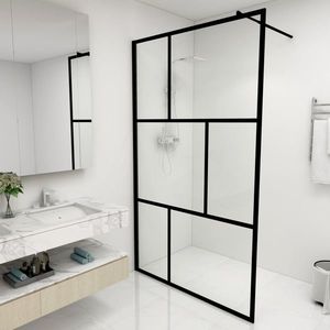 vidaXL Paravan de duș walk-in, negru, 115x195 cm, sticlă securizată imagine
