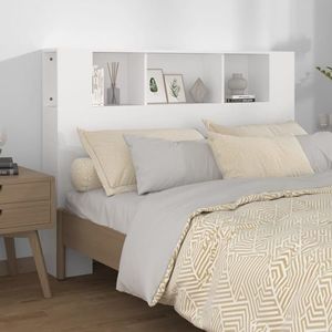 vidaXL Tăblie de pat cu dulap, alb, 140x18, 5x104, 5 cm imagine
