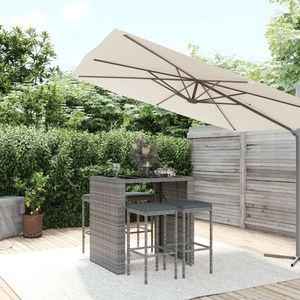 vidaXL Set mobilier bar de grădină, cu perne, 5 piese, gri, poliratan imagine