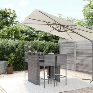 vidaXL Set mobilier bar de grădină, cu perne, 5 piese, gri, poliratan imagine
