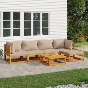 vidaXL Set mobilier de grădină cu perne gri taupe, 6 piese, lemn masiv imagine