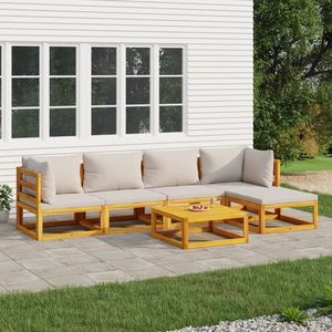 vidaXL Set mobilier grădină, perne gri deschis, 6 piese, lemn masiv imagine
