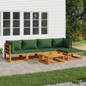 vidaXL Set mobilier de grădină cu perne verzi, 6 piese, lemn masiv imagine