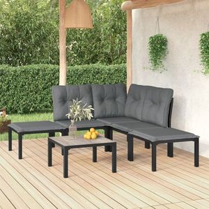 vidaXL Set mobilier de grădină, 6 piese, negru și gri, poliratan imagine
