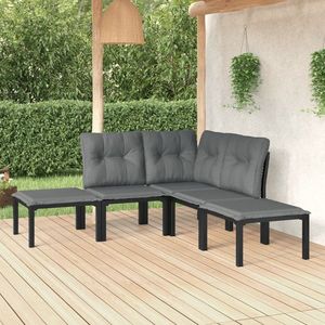 vidaXL Set mobilier de grădină, 5 piese, negru/gri, poliratan imagine