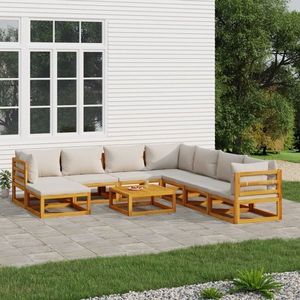 vidaXL Set mobilier grădină cu perne gri deschis, 9 piese, lemn pin imagine