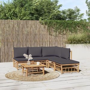 vidaXL Set mobilier de grădină cu perne gri închis, 6 piese, bambus imagine