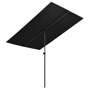vidaXL Umbrelă de soare exterior, stâlp aluminiu, negru, 180x110 cm imagine