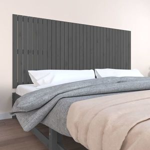 vidaXL Tăblie de pat pentru perete, gri, 204x3x90 cm, lemn masiv pin imagine