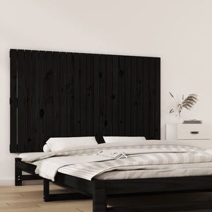 vidaXL Tăblie de pat pentru perete, negru, 147x3x90 cm, lemn masiv pin imagine