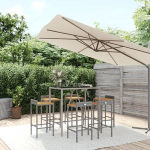 vidaXL Set bar pentru grădină, 7 piese, gri, poliratan/lemn acacia imagine