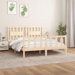 vidaXL Cadru de pat cu tăblie King Size, 150x200 cm, lemn masiv de pin imagine