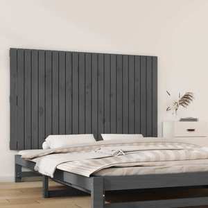 vidaXL Tăblie de pat pentru perete, gri, 147x3x90 cm, lemn masiv pin imagine