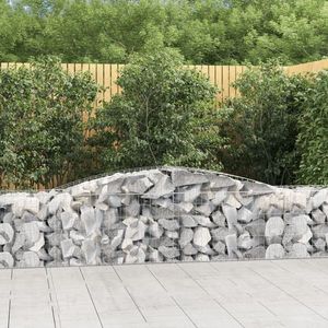 vidaXL Coșuri gabion arcuite 25 buc, 400x50x60/80 cm, fier galvanizat imagine