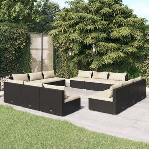 vidaXL Set mobilier de grădină cu perne, 12 piese, negru, poliratan imagine