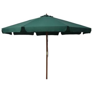 vidaXL Umbrelă de soare de exterior, stâlp din lemn, verde, 330 cm imagine
