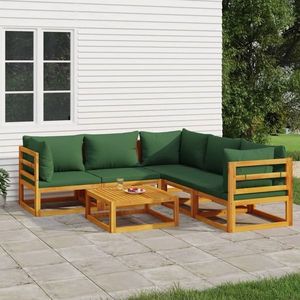 vidaXL Set mobilier de grădină cu perne verzi, 6 piese, lemn masiv imagine