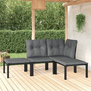 vidaXL Set mobilier de grădină, 4 piese, negru și gri, poliratan imagine