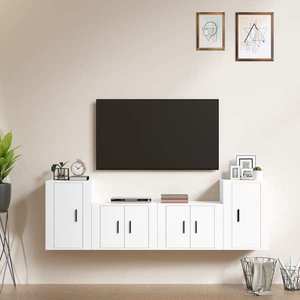 vidaXL Set dulap TV, 4 piese, alb, lemn prelucrat imagine