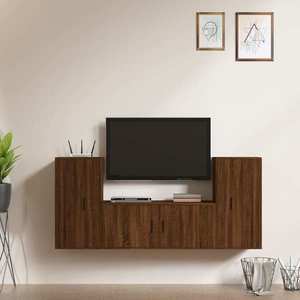 vidaXL Set dulap TV, 3 piese, stejar maro, lemn prelucrat imagine