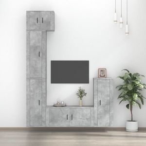 vidaXL Set dulap TV, 5 piese, gri beton, lemn prelucrat imagine