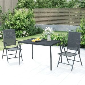 vidaXL Set de masă grădină, 3 piese, antracit, oțel imagine