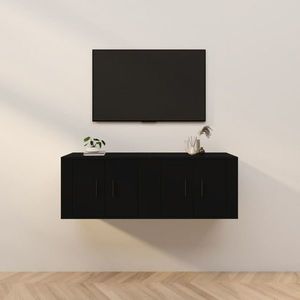 vidaXL Dulapuri TV montate pe perete, 2 buc., negru, 57x34, 5x40 cm imagine