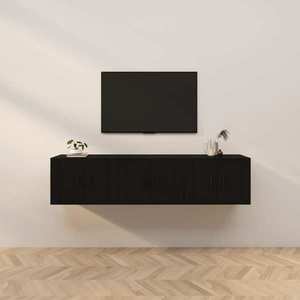 vidaXL Dulapuri TV montate pe perete, 3 buc., negru, 57x34, 5x40 cm imagine