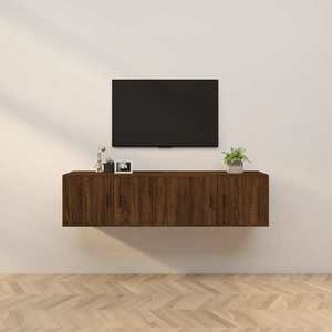 vidaXL Dulapuri TV montate pe perete 2 buc, stejar maro, 80x34, 5x40 cm imagine